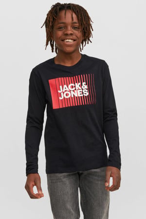 longsleeve JJECORP van katoen zwart