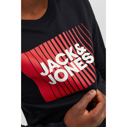 JACK & JONES JUNIOR longsleeve JJECORP van katoen zwart Logo - maat 164 afbeelding