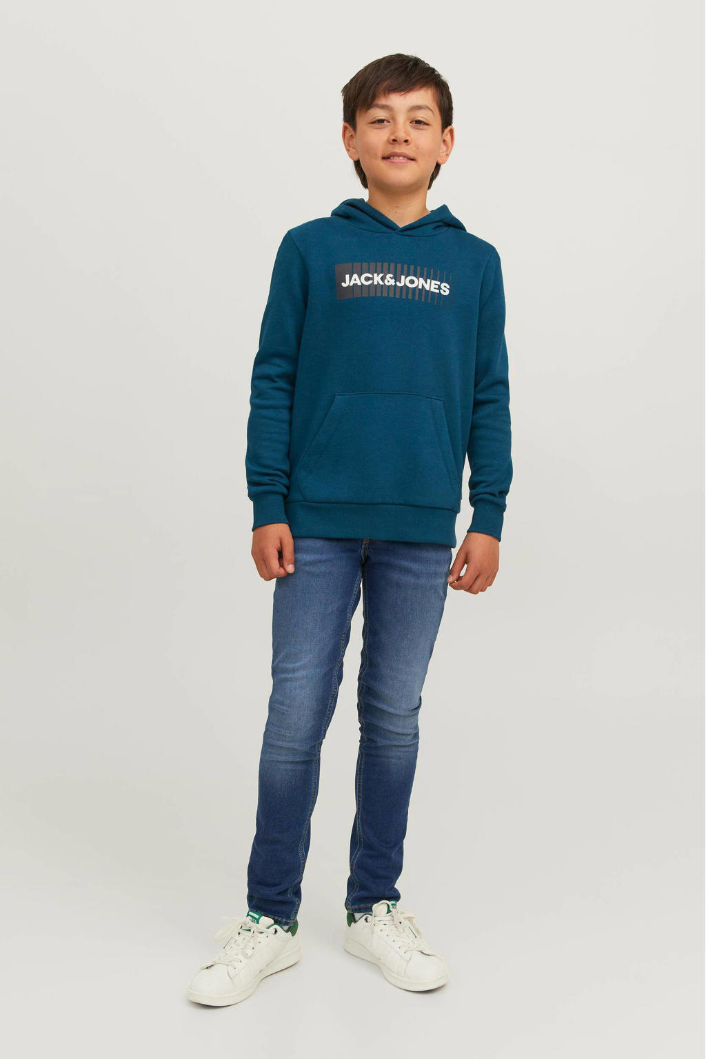 JACK & JONES JUNIOR hoodie JJECORP met logo blauw
