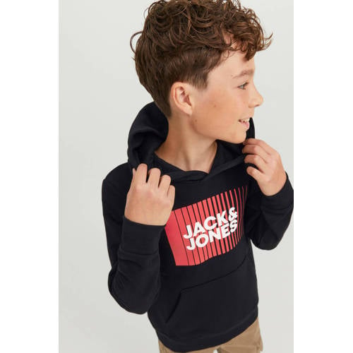 JACK & JONES JUNIOR hoodie JJECORP met logo zwart Sweater Logo - 116
