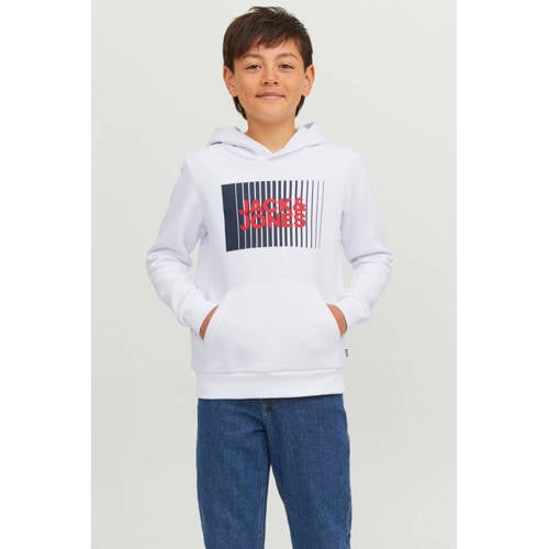 JACK & JONES JUNIOR hoodie JJECORP met logo wit Sweater Logo