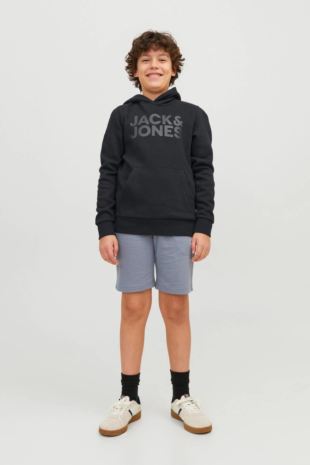 JACK & JONES JUNIOR hoodie JJECORP met logo zwart