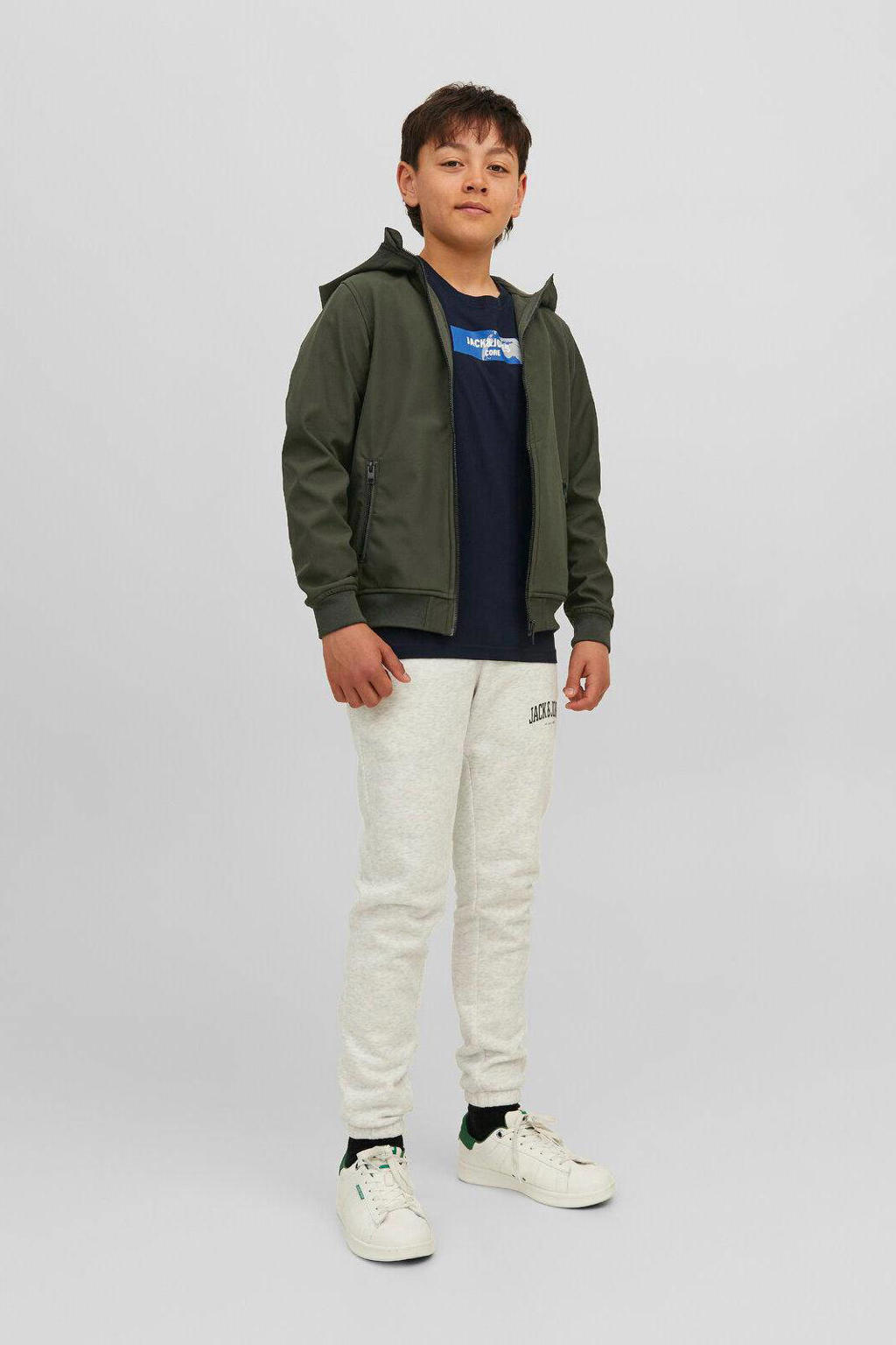 JACK & JONES JUNIOR softshell jas JJEBASIC SOFTSHELL donkergroen