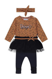 thumbnail: Dirkje jurk + legging + haarband bruin/antraciet