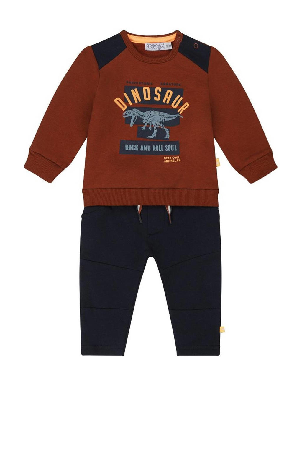 Dirkje sweater + broek donkerblauw/bruin