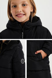 thumbnail: WE Fashion gewatteerde winterjas van gerecycled polyester zwart