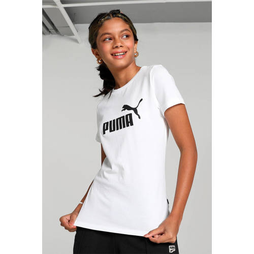 Puma T-shirt wit Meisjes Katoen Ronde hals Logo