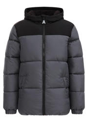 thumbnail: WE Fashion Salty Dog gewatteerde winterjas Austen van gerecycled polyester grijs/zwart