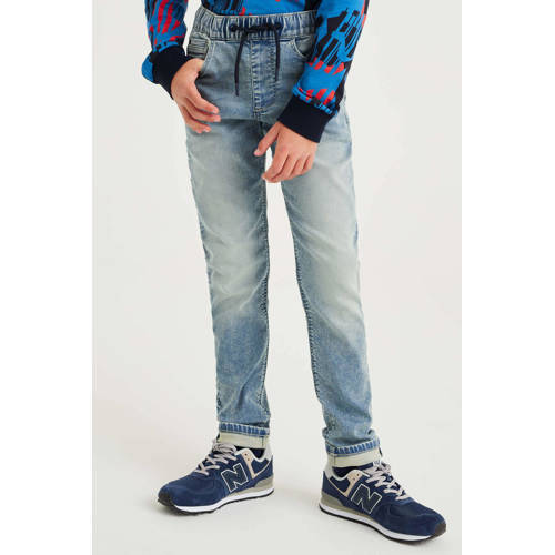 WE Fashion slim fit jeans blue used denim Blauw Jongens Polyester 