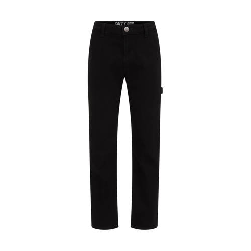WE Fashion Salty Dog straight fit broek zwart Jongens Polyester - 98
