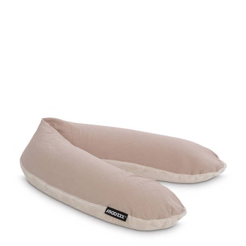 Snoozzz Voedingskussen Premium Kwaliteit - 185 cm – Microparel Vulling – Wasbare Hoes - Teddy Sand Ecru afbeelding
