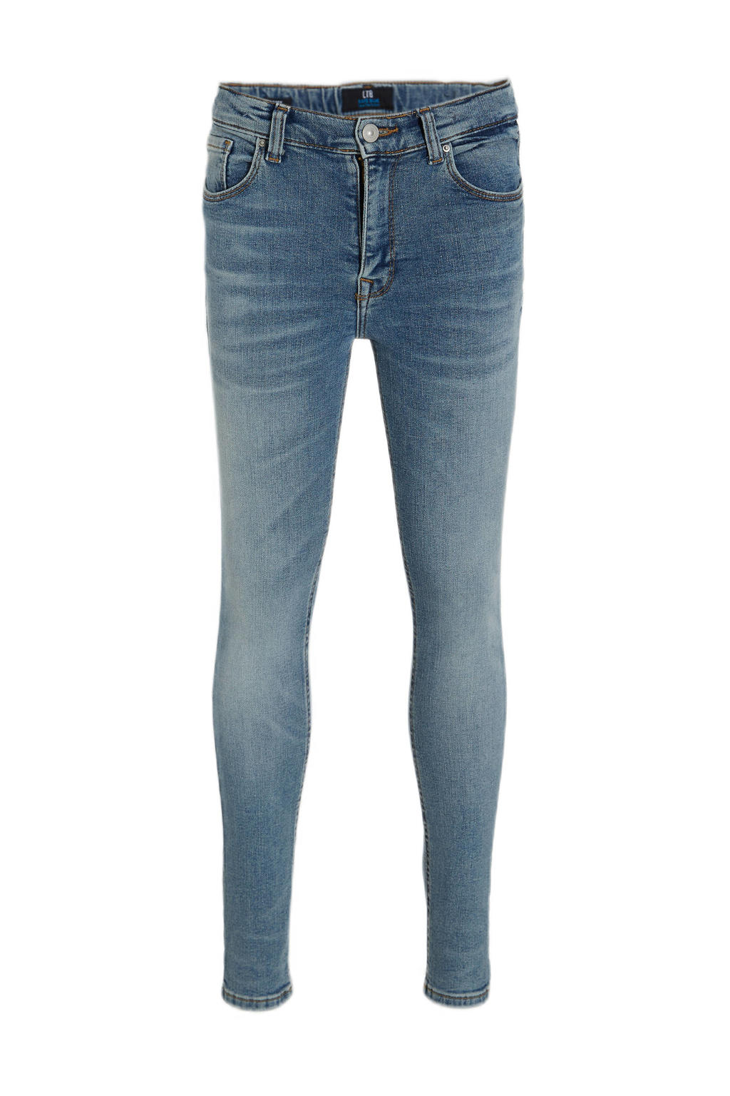 Medium blue denim meisjes LTB high waist skinny jeans Amy G van stretchdenim met rits- en drukknoopsluiting