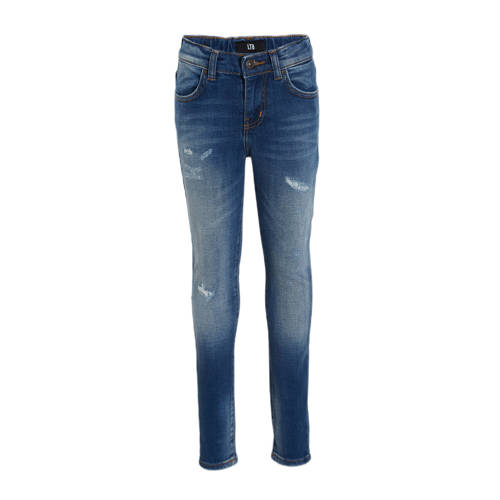 LTB skinny jeans Lonia G met slijtage ravana wash Blauw Meisjes Denim Effen - 140