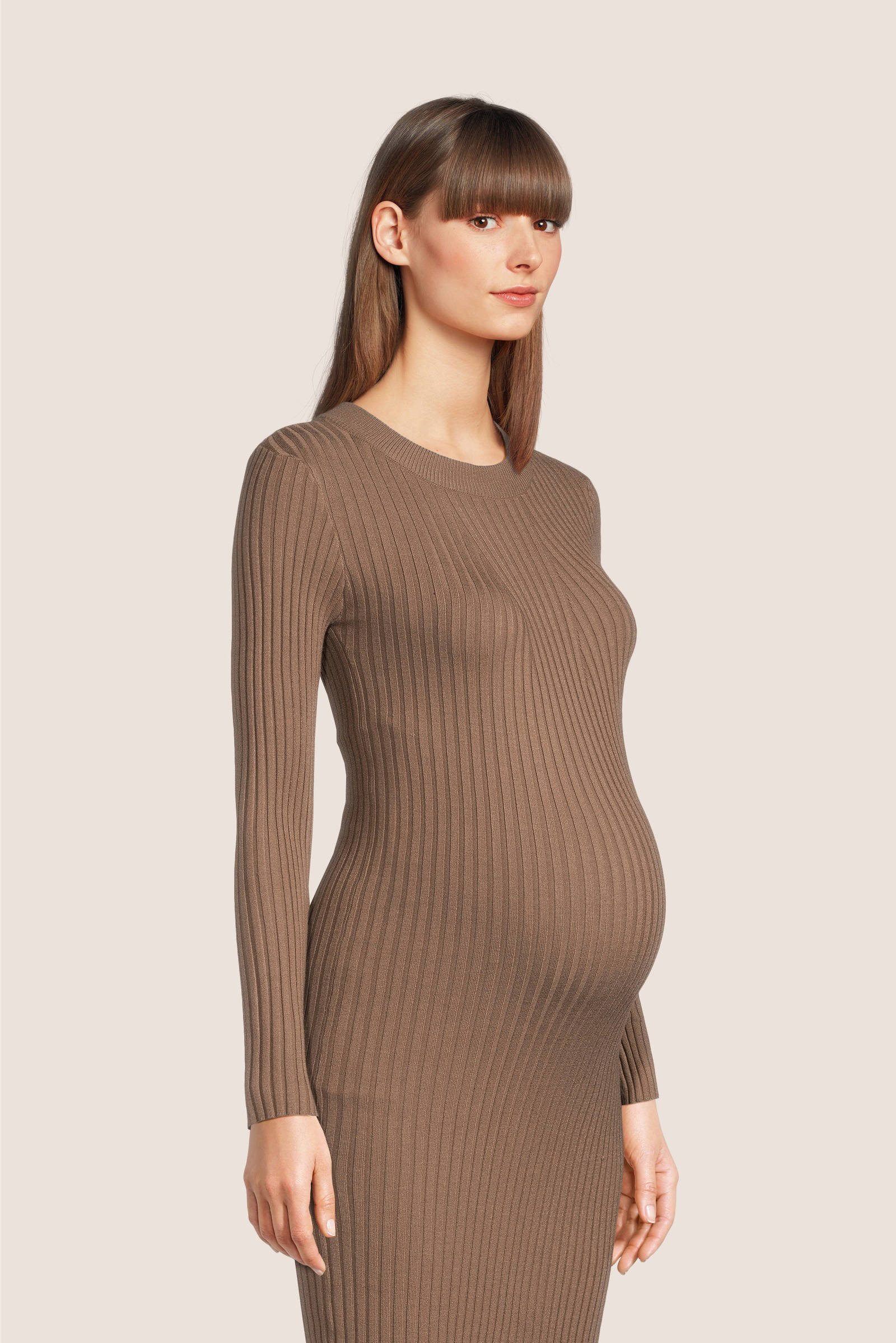 PIECES Maternity zwangerschapsjurk PMCRISTA bruin kleertjes