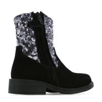 thumbnail: Shoesme   suède cowboylaarzen met pailletten zwart