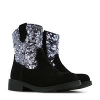 thumbnail: Shoesme   suède cowboylaarzen met pailletten zwart