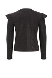 thumbnail: anytime top met ruffles zwart/zilver