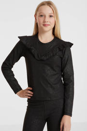 thumbnail: anytime top met ruffles zwart/zilver