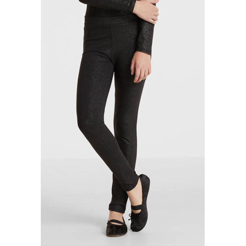 Anytime legging zwart/zilver Meisjes Katoen Effen - maat 146/152 - glitter afbeelding