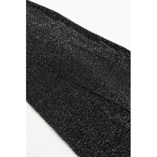 WE Fashion panty met glitters zwart zilverkleurig Meisjes Polyamide 110 116