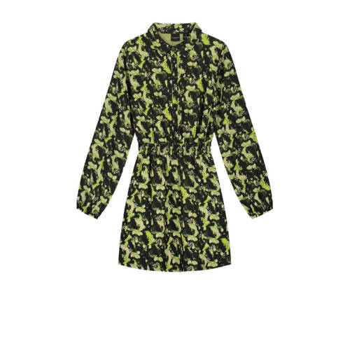 NIK&NIK gebloemde blousejurk Vonne licht groen/olijfgroen Meisjes Polyester Klassieke kraag