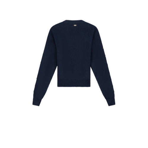 NIK&NIK trui Stone met open detail donkerblauw Meisjes Katoen Ronde hals 128