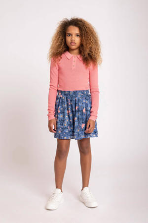 gebloemde rok Vonne blauw/roze