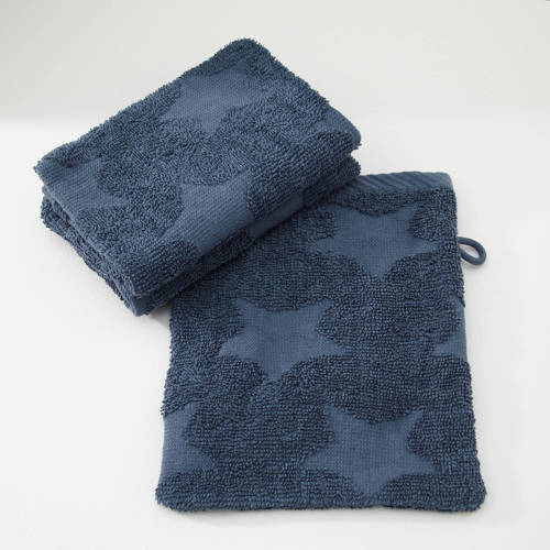 NOUS Kids washand Sterren (set van 3) (15x21 cm) Washandje Blauw