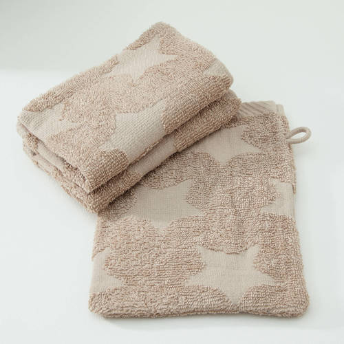 NOUS Kids washand Sterren (set van 3) (15x21 cm) Washandje Beige
