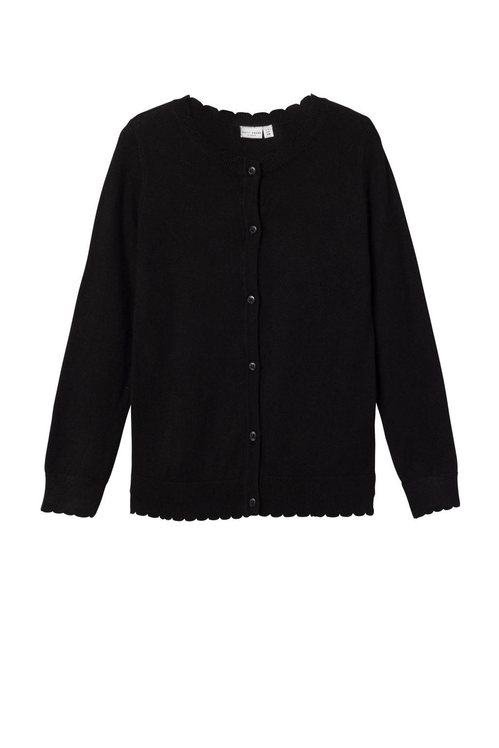 NAME IT KIDS Fijngebreid Vest NKFVAMONE Zwart Kleertjes