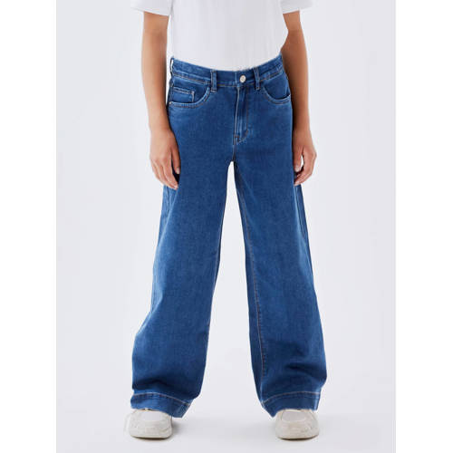 NAME IT KIDS wide leg jeans NKFROSE medium blue denim Blauw Meisjes Stretchdenim - 116