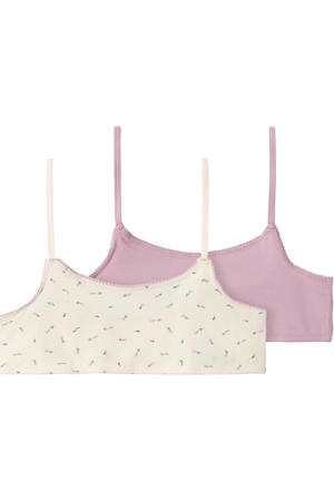 bh top NKFSHORT STRAP - beige/lila (set van 2)