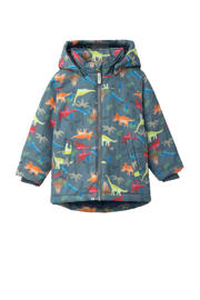 thumbnail: Blauw en multikleurige jongens NAME IT MINI gewatteerde winterjas van polyester multicolor met lange mouwen, capuchon en geribde boorden