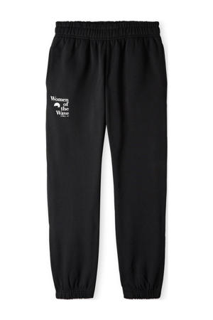 regular fit joggingbroek met tekst zwart