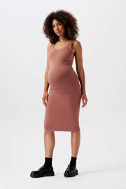 thumbnail: Roze dames Noppies maternity ribgebreide zwangerschapsrok Ema van polyamide met regular waist en effen