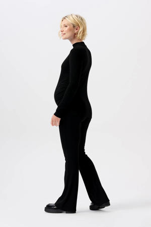 ribgebreide zwangerschapslongsleeve Sira van polyester zwart