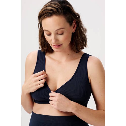 Noppies maternity voedingstop Gayla met ribstructuur donkerblauw Voedingsbh Dames Polyamide
