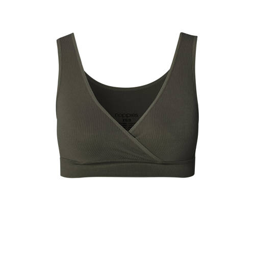 Noppies maternity voedingstop Gayla met ribstructuur olijfgroen Voedingsbh Dames Polyamide