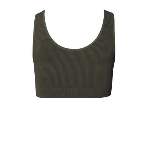 Noppies maternity voedingstop Gayla met ribstructuur olijfgroen Voedingsbh Dames Polyamide