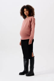 thumbnail: Zwarte dames Noppies maternity ribgebreide zwangerschapsrok Vija van polyester met regular waist en effen