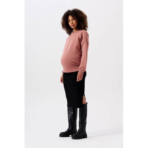 Noppies maternity ribgebreide zwangerschapsrok Vija van polyester zwart