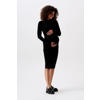 Noppies maternity ribgebreide zwangerschapsjurk Aima van polyester zwart