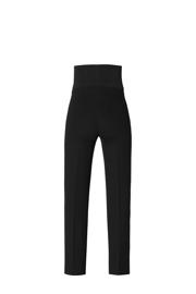 thumbnail: Zwarte dames Noppies straight fit broek Eilia van viscose met regular waist en elastische tailleband