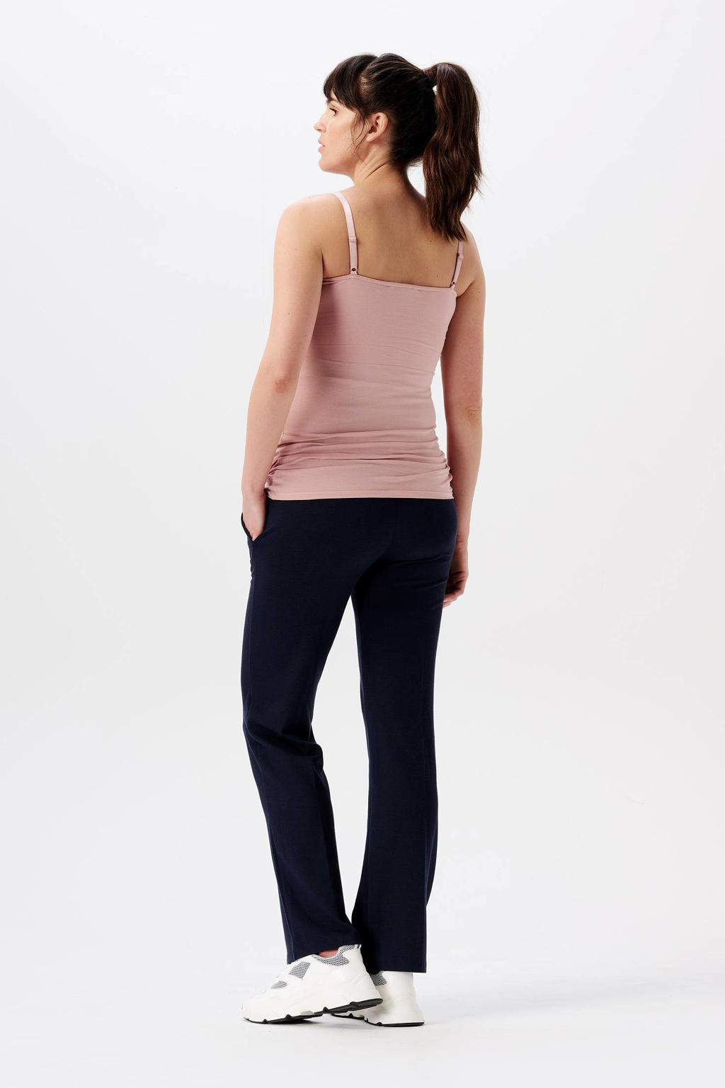 Zwarte dames Noppies maternity straight fit broek Eilia van viscose met regular waist, elastische tailleband en effen