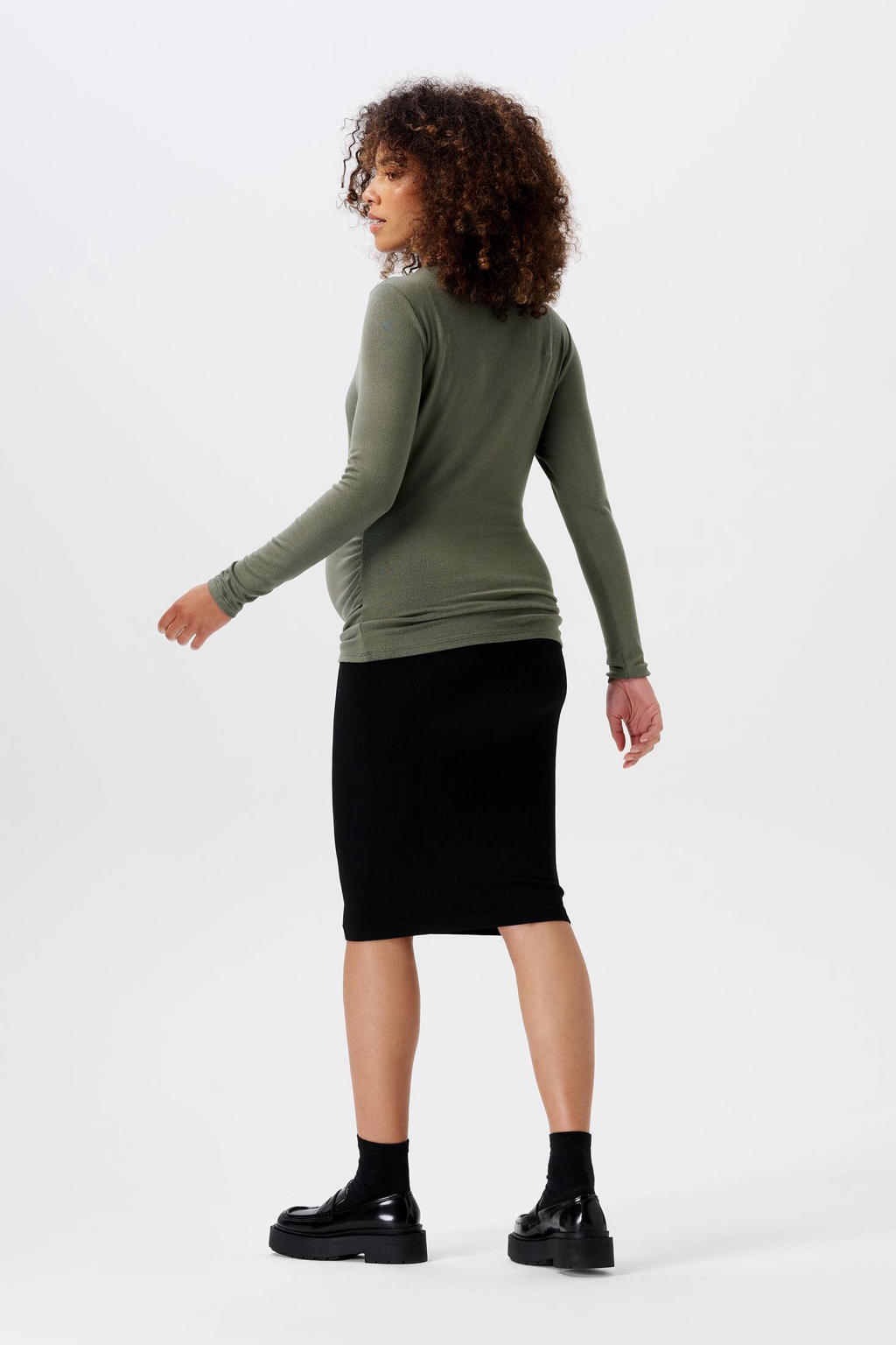 Noppies maternity zwangerschaps- en voedingslongsleeve Rosa olijfgroen