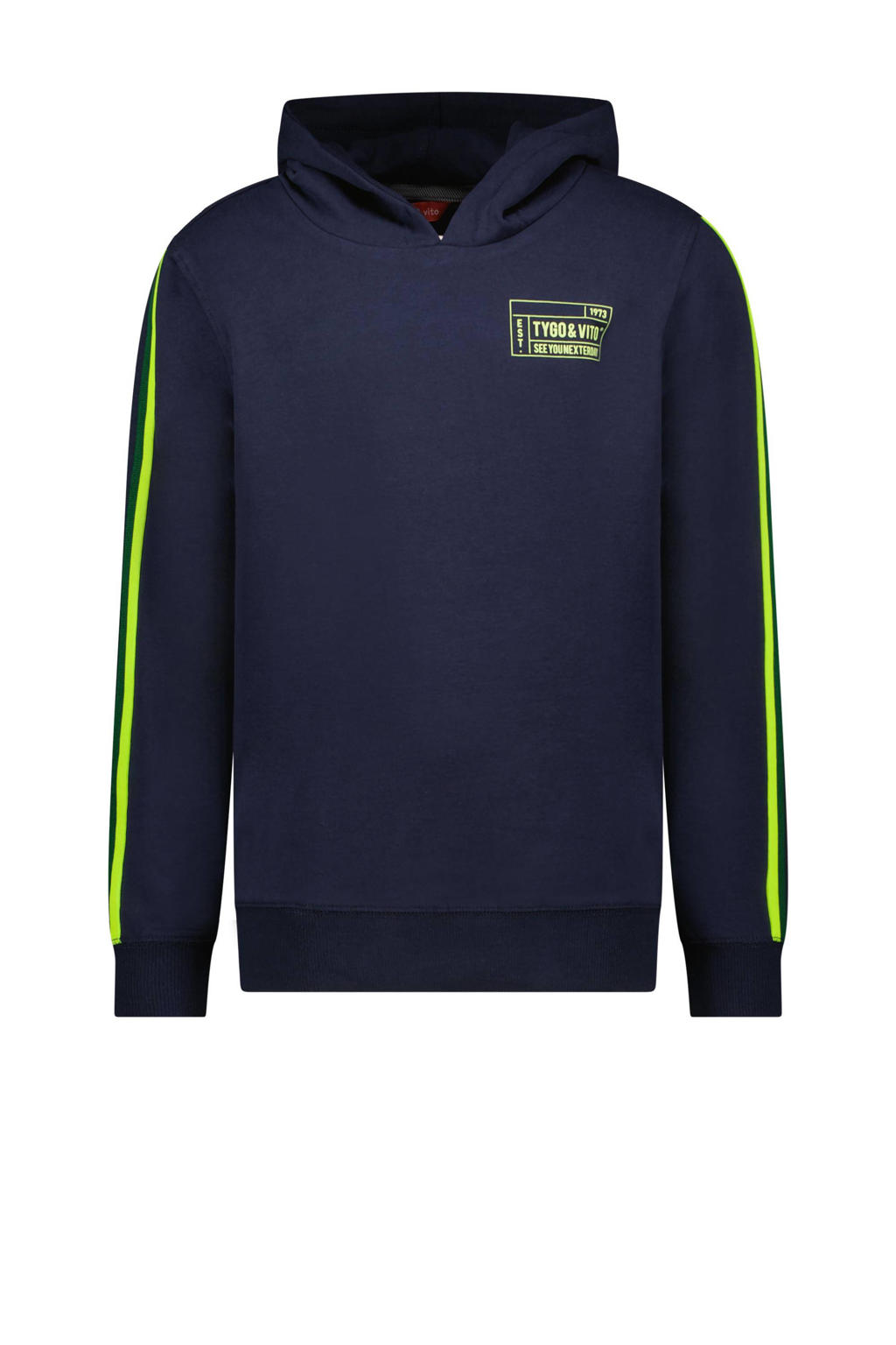 Blauwe jongens TYGO & vito hoodie Hans van stretchkatoen met lange mouwen en capuchon