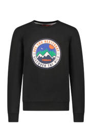 thumbnail: Zwart, wit en oranje jongens TYGO & vito sweater Safa met lange mouwen en ronde hals