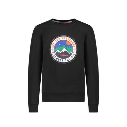TYGO & vito sweater Safa met printopdruk zwart/wit/oranje Printopdruk