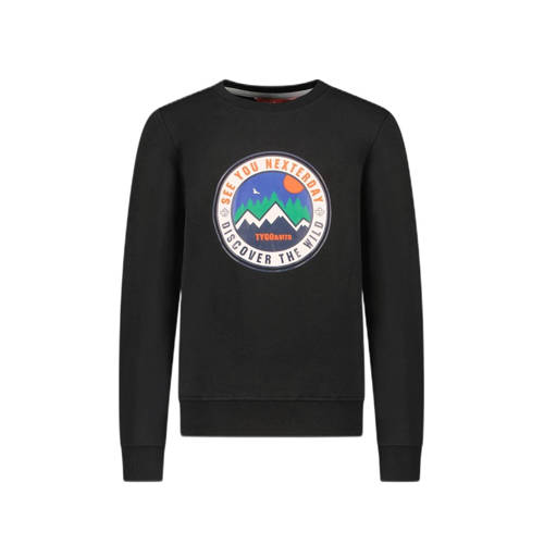 TYGO & vito sweater Safa met printopdruk zwart/wit/oranje Printopdruk