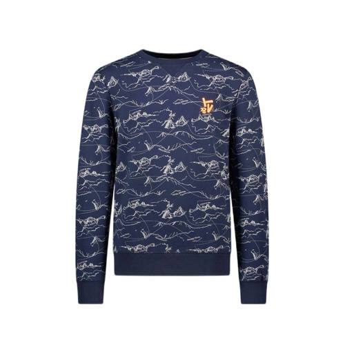TYGO & vito sweater Jesse met all over print donkerblauw All over print